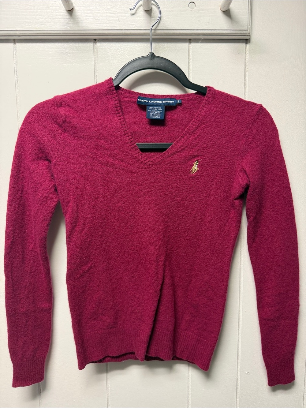 Ralph Lauren Raspberry V-Neck Women's Sweater